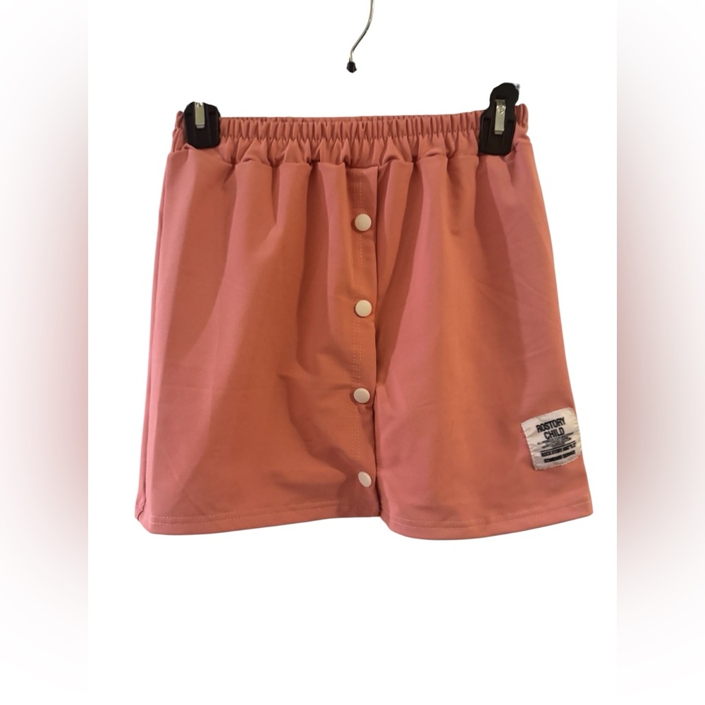 Rostory Child Coral Pink Button-Front Elastic Waist Skirt - Picture 2 of 7